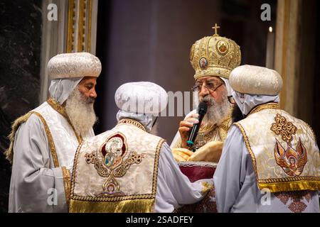 Rom Sonntag, 14. Mai 2023: Leiter der koptischen Kirche Alexandria Tawadros II. Feiert eine Messe in der Basilika St. Johannes Lateran in Rom. Stockfoto