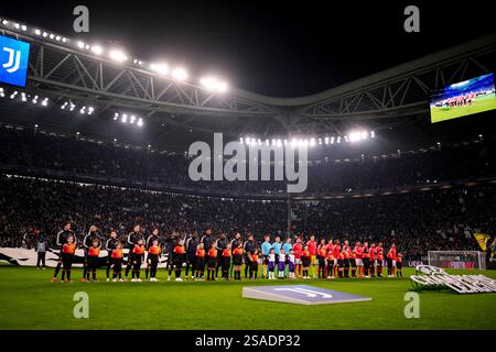 Torino, Italien. Januar 2025. Vor dem Aufwärmspiel der UEFA Champions League zwischen Juventus FC und Benfica im Juventus-Stadion in Turin, Runde 8/8 - Nordwest-Italien - 29. Januar 2025. Sport - Fußball . (Foto: Fabio Ferrari/LaPresse) Credit: LaPresse/Alamy Live News Stockfoto