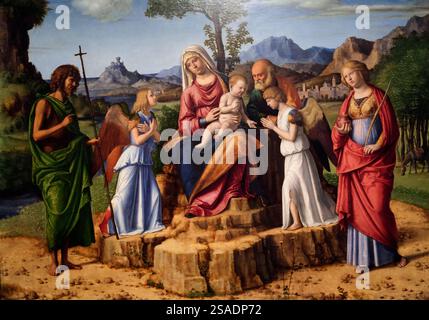 Calouste Gulbenkian Museum. Ruhen Sie sich auf dem Flug nach Ägypten aus. Cima da Conegliano. Italien. 16. Jahrhundert. Stockfoto