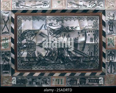 Museum of the Orient. Weg des Kreuzes. Bahnhof 7. Jesus fällt. Lissabon. Portugal. Stockfoto