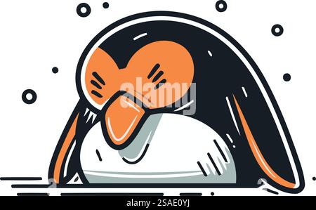 Niedliche Pinguinfigur. Vektorillustration im Doodle-Stil Stock Vektor