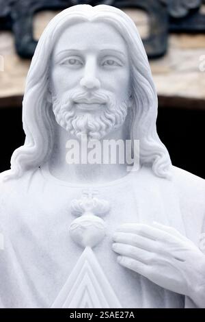 Tac Sagt Katholische Kirche. Das Heilige Herz und die göttliche Barmherzigkeit. Jesus Christus. Ich vertraue auf dich. Bac Lieu. Vietnam. . Stockfoto