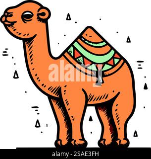 Kamel. Hand gezeichnete Vektorillustration im Doodle-Stil. Stock Vektor