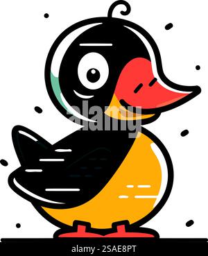 Niedliche Cartoon-Ente. Vektorillustration auf weißem Hintergrund isoliert. Stock Vektor