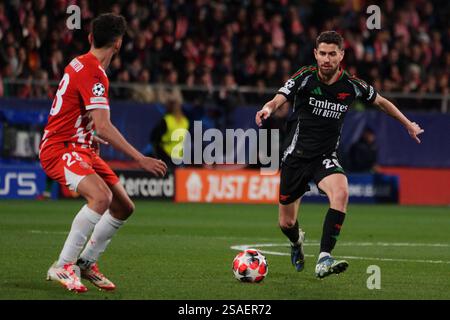 29. Januar 2025; Estadi Montilivi, Girona, Spanien, UEFA Champions League Fußball, Girona gegen Arsenal; Jorginho aus Arsenal Stockfoto
