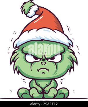 Zombie in Santa Claus Hut. Vektorabbildung. Zeichentrickfigur. Stock Vektor