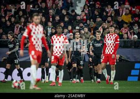 Girona, Spanien. Januar 2025. Mikel Merino (Arsenal FC) spielte bei einem Spiel der UEFA Champions League zwischen Girona FC und Arsenal FC am 29. Januar 2025 im Estadi Municipal de Montilivi in Girona, Spanien. Foto: Felipe Mondino/SIPA USA Credit: SIPA USA/Alamy Live News Stockfoto