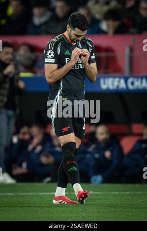 Girona, Spanien. Januar 2025. Mikel Merino (Arsenal FC) spielte bei einem Spiel der UEFA Champions League zwischen Girona FC und Arsenal FC am 29. Januar 2025 im Estadi Municipal de Montilivi in Girona, Spanien. Foto: Felipe Mondino/SIPA USA Credit: SIPA USA/Alamy Live News Stockfoto