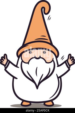Garten-Gnome-Vektor-Illustration. Cartoon-Gnom-Charakterdesign. Stock Vektor