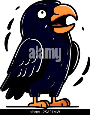 Niedlicher Comic-Raben. Vektorillustration auf weißem Hintergrund isoliert. Stock Vektor