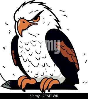 Weißkopfseeadler. Vektorillustration eines Adlers auf weißem Hintergrund. Stock Vektor