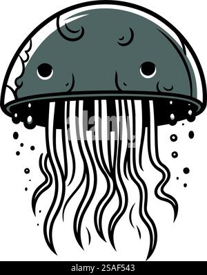 Quallen-Symbol. Vektor-Illustration einer Comic-Qualle. Stock Vektor