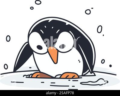 Süßer Pinguin. Vektorillustration im Doodle-Stil. Stock Vektor