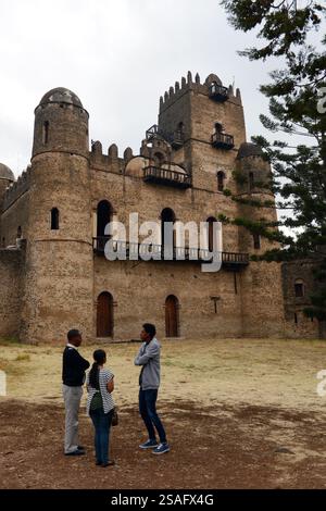 Die Ruinen des Fasil Ghebbi (königliche Gehege) in Gondar, Äthiopien. Stockfoto