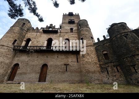 Die Ruinen des Fasil Ghebbi (königliche Gehege) in Gondar, Äthiopien. Stockfoto