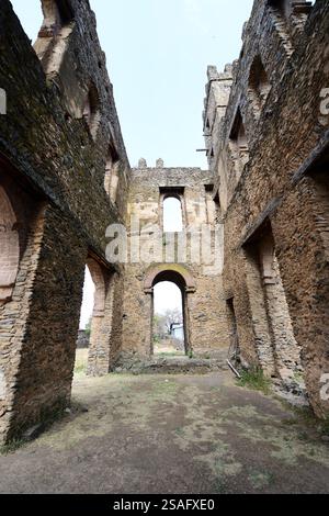 Die Ruinen des Fasil Ghebbi (königliche Gehege) in Gondar, Äthiopien. Stockfoto