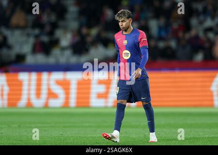Barcelona, Spanien. 30. Januar 2025. Lamine Yamal vom FC Barcelona wurde beim UEFA Champions League-Spiel zwischen dem FC Barcelona und Atalanta Bergamo in Estadio Olimpico gesehen. Endergebnis: FC Barcelona 2:2 Atalanta Bergamo. (Foto: Grzegorz Wajda/SOPA Images/SIPA USA) Credit: SIPA USA/Alamy Live News Stockfoto