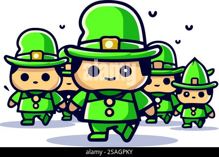 St Patricks Day Leprechauns halten Banner Cartoon Vektor Illustration Stock Vektor