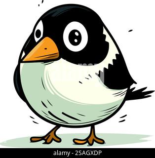 Comic-Illustration eines lustigen kleinen schwarz-weißen Pinguins. Stock Vektor