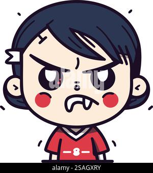 Weinendes Mädchen Gesicht Vektor-Illustration. Niedliche Cartoon Girl Figur. Stock Vektor