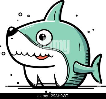 Zeichentrickhai. Vektor-Illustration eines niedlichen Cartoon-Killerwals. Stock Vektor
