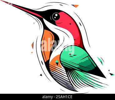 Rotgekrönter Eisvogel. Vektorabbildung. Stock Vektor