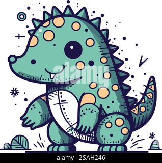 Niedlicher Zeichentrick-Stegosaurus. Vektorillustration isoliert auf weißem Hintergrund. Stock Vektor