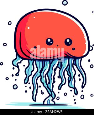 Quallen. Vektorillustration im Cartoon-Stil. Meerestier. Stock Vektor