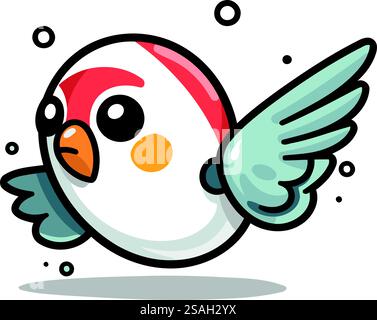 Niedlicher Vogel Cartoon Charakter Vektor Illustration. Maskottchen Stock Vektor