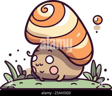 Süße Schnecke im Garten. Vektorillustration im Cartoon-Stil. Stock Vektor