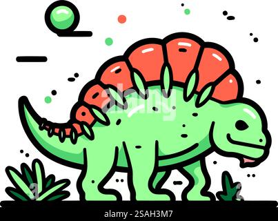 Vektorillustration eines Dinosauriers in flacher Form. Stegosaurus auf weißem Hintergrund. Stock Vektor