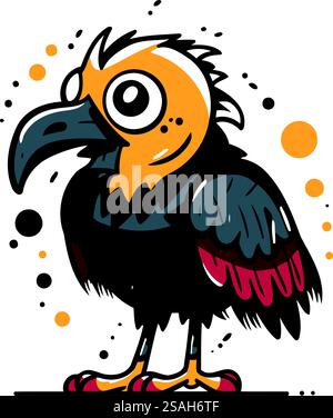 Niedlicher Zeichentrickgeier. Vektorabbildung. Isoliert auf weißem Hintergrund. Stock Vektor