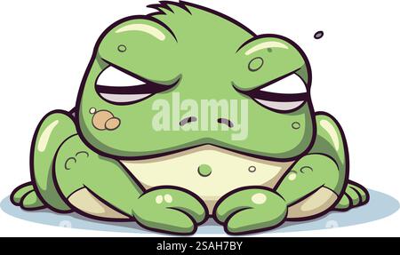 Niedlicher Cartoon Frosch schlafend. Vektorillustration isoliert auf weißem Hintergrund. Stock Vektor