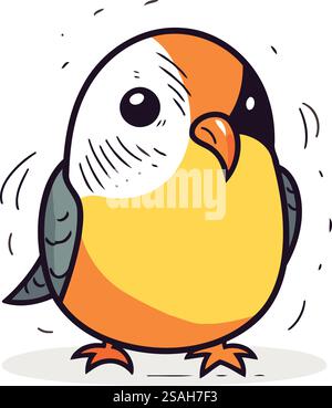 Niedlicher Karikaturpapagei. Handgezeichnete Vektorillustration für Kinder. Stock Vektor