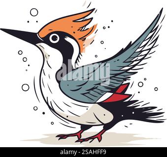 Handgezeichnete Kritzelskizze eines Spechts. Vektorabbildung. Stock Vektor