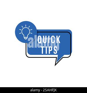 Blaue Sprechblase mit Kurztipps. Flaches minimales Trend Moderne faqs Logotypgrafik Design isoliert auf weißem Hintergrund. Konzept der Meldung o Stock Vektor