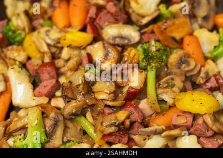 Gemüsebrühe. Gesunde Ernährung. Draufsicht, Stockfoto