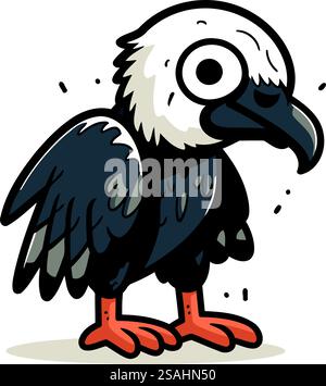 Niedliches Maskottchen mit Geier-Zeichentrickfilm. Vektorillustration isoliert auf weißem Hintergrund. Stock Vektor