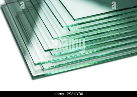 Glasplatten, superklare Float-Glasplatten. Stockfoto