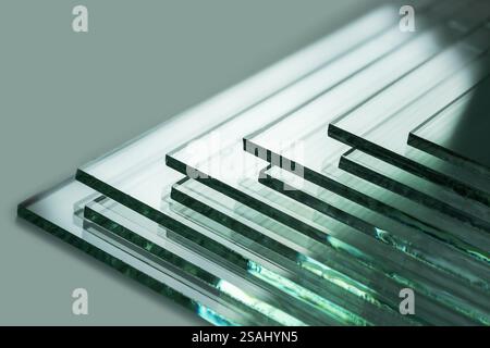 Glasplatten, superklare Float-Glasplatten. Stockfoto