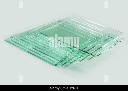 Glasplatten, superklare Float-Glasplatten. Stockfoto