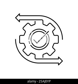 Einfache Bedienung mit dünnem Zahnrad. Trend umreißen Moderne einfache Recycling- oder Ausführungslogotypgrafisches Designelement isoliert auf weiß. Konz Stock Vektor