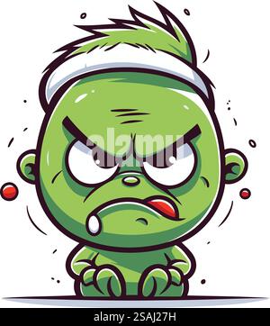 Zombie Weinend Cartoon Maskottchen Charakter Vektor Illustration. Stock Vektor