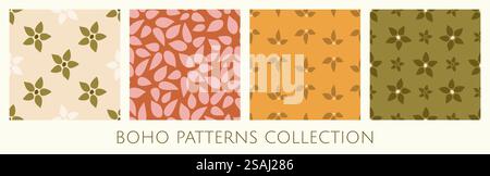 Nahtlose Muster-Kollektion im Boho-Stil. Stock Vektor