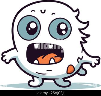 Lustige Geister-Zeichentrickfigur-Vektor-Illustration. Halloween und Horror Konzept. Stock Vektor