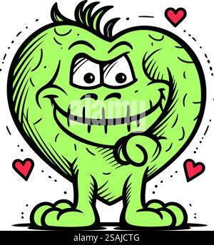 Lustiges Monster mit Herz. Vektor-Illustration im Comic-Stil. Stock Vektor