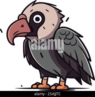 Niedliche Gänsegeier-Zeichentrickfigur. Vektorabbildung. Stock Vektor