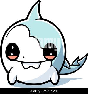 Niedliche Haifischcharakter-Cartoon-Vektor-Illustration. Niedliches Wal-Maskottchen. Stock Vektor