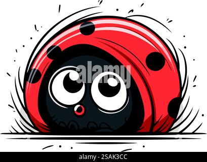 Cartoon Marienkäfer auf weißem Hintergrund. Vektorillustration im Cartoon-Stil. Stock Vektor