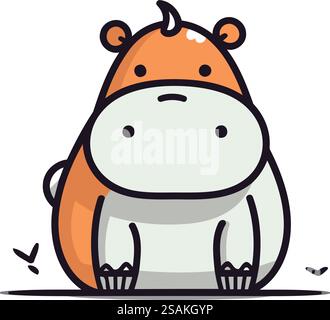 Nilpferd. Niedliche Zeichentrickfigur. Vektorabbildung. Stock Vektor